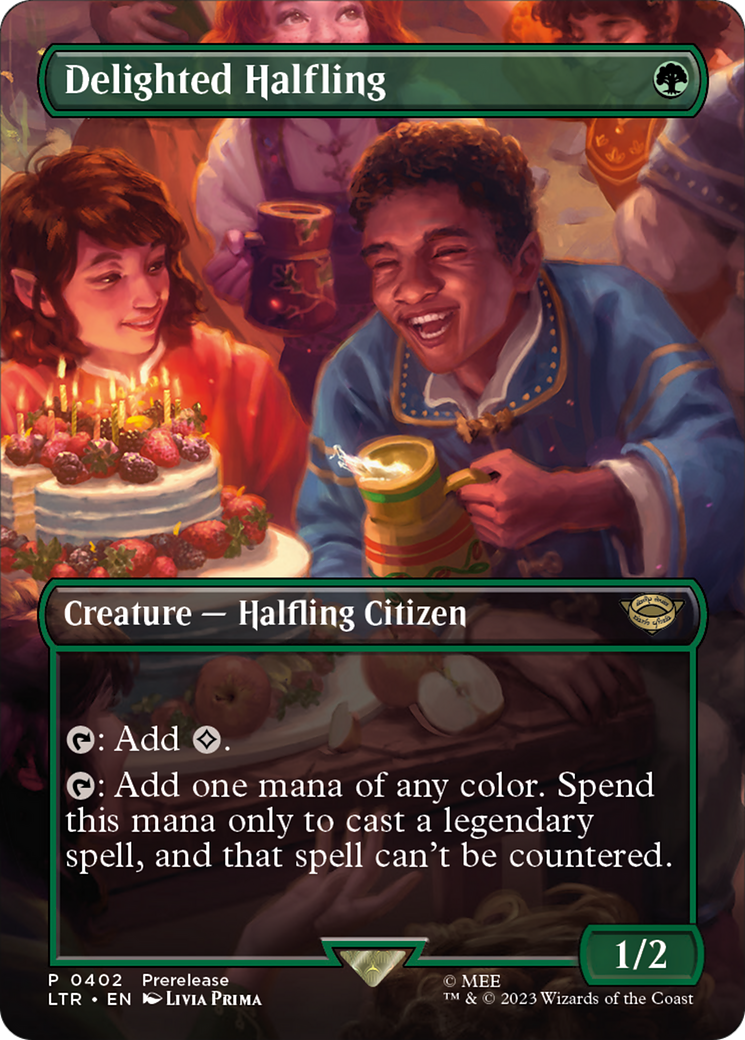 {R} Delighted Halfling (Borderless Alternate Art) [The Lord of the Rings: Tales of Middle-Earth][LTR 402]