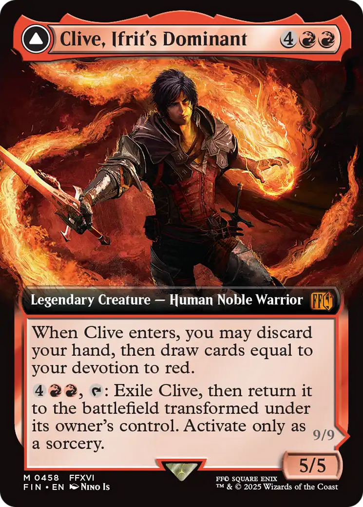 {@@FIN R} Clive, Ifrit's Dominant // Ifrit, Warden of Inferno (Extended Art) [FINAL FANTASY][FIN 458]