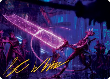 {A} Enormous Energy Blade Art Card (Gold-Stamped Signature) [Kamigawa: Neon Dynasty Art Series][GS ANEO 016]