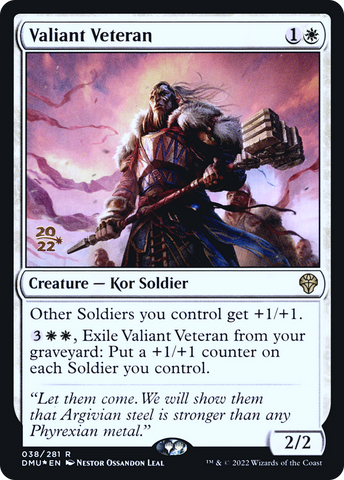 {R} Valiant Veteran [Dominaria United Prerelease Promos][PR DMU 038]