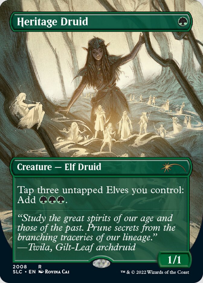 {R} Heritage Druid (Borderless) [Secret Lair 30th Anniversary Countdown Kit][SLC 2008]