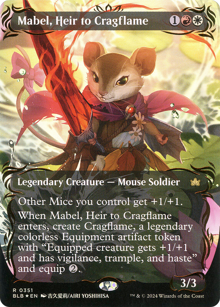 {@R} Mabel, Heir to Cragflame (Borderless) (Raised Foil) [Bloomburrow][BLB 351]