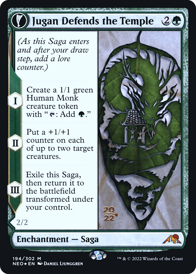 {R} Jugan Defends the Temple // Remnant of the Rising Star [Kamigawa: Neon Dynasty Prerelease Promos][PR NEO 194]