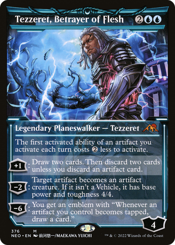 {R} Tezzeret, Betrayer of Flesh (Showcase Soft Glow) [Kamigawa: Neon Dynasty][NEO 376]