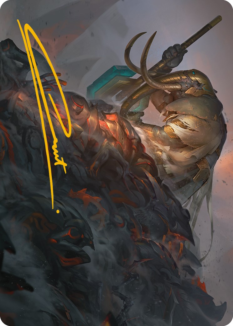 {A} Against All Odds Art Card (Gold-Stamped Signature) [Phyrexia: All Will Be One Art Series][GS AONE 001]