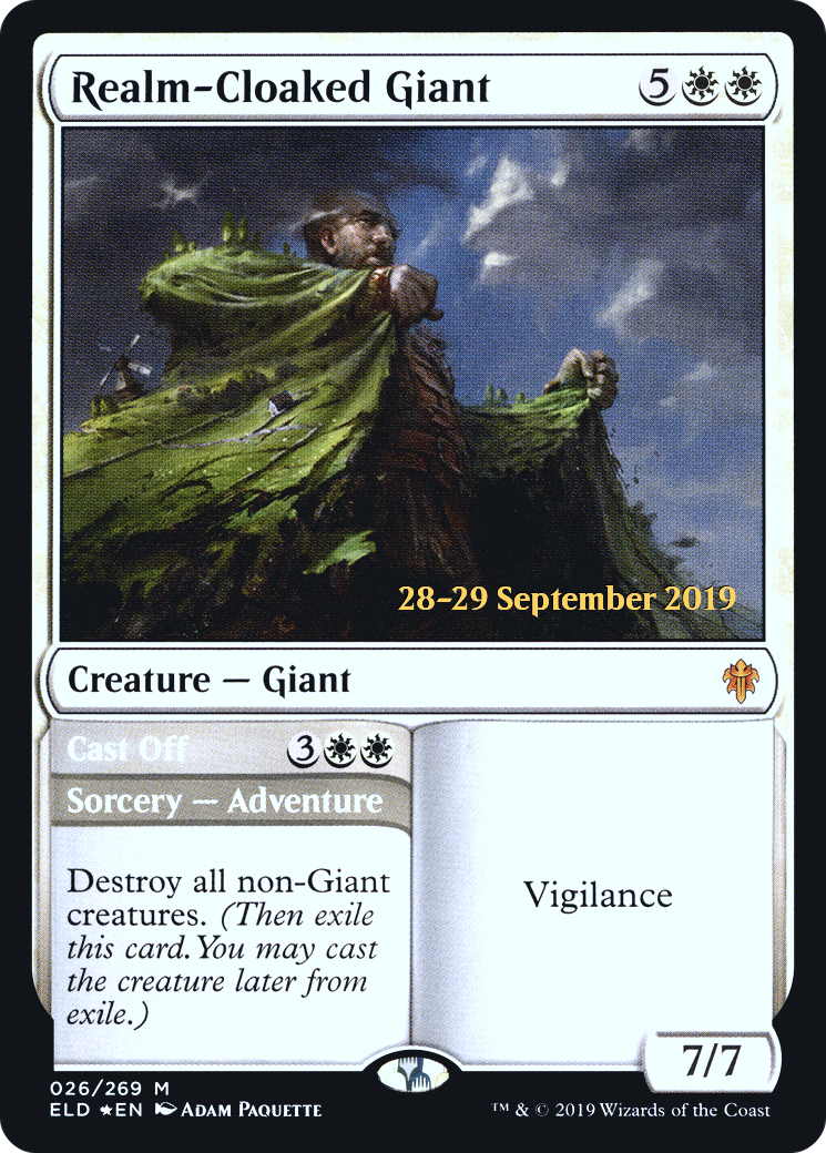 {R} Realm-Cloaked Giant // Cast Off [Throne of Eldraine Prerelease Promos][PR ELD 026]