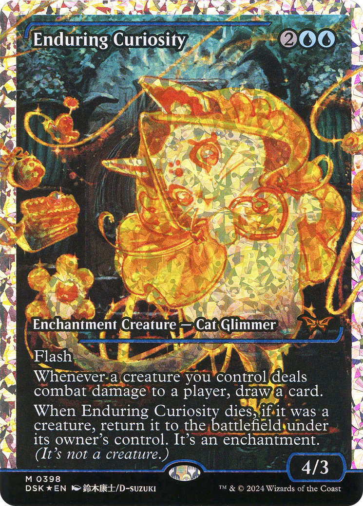 {@R} Enduring Curiosity (Japanese Showcase) (Fracture Foil) [Duskmourn: House of Horror][DSK 398]