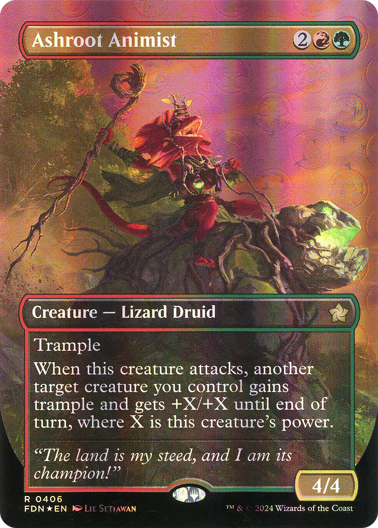 {@R} Ashroot Animist (Borderless) (Mana Foil) [Foundations][FDN 406]