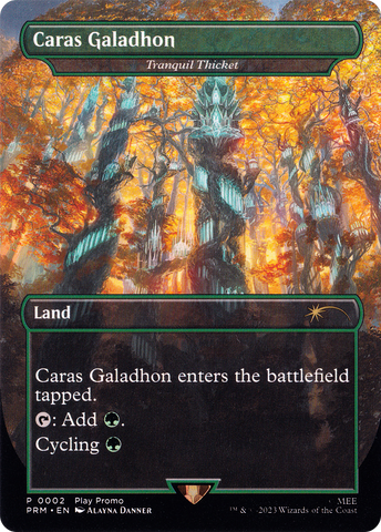 {R} Tranquil Thicket - Caras Galadhon (Borderless) [Wizards Play Network 2023][PA PRM 002]