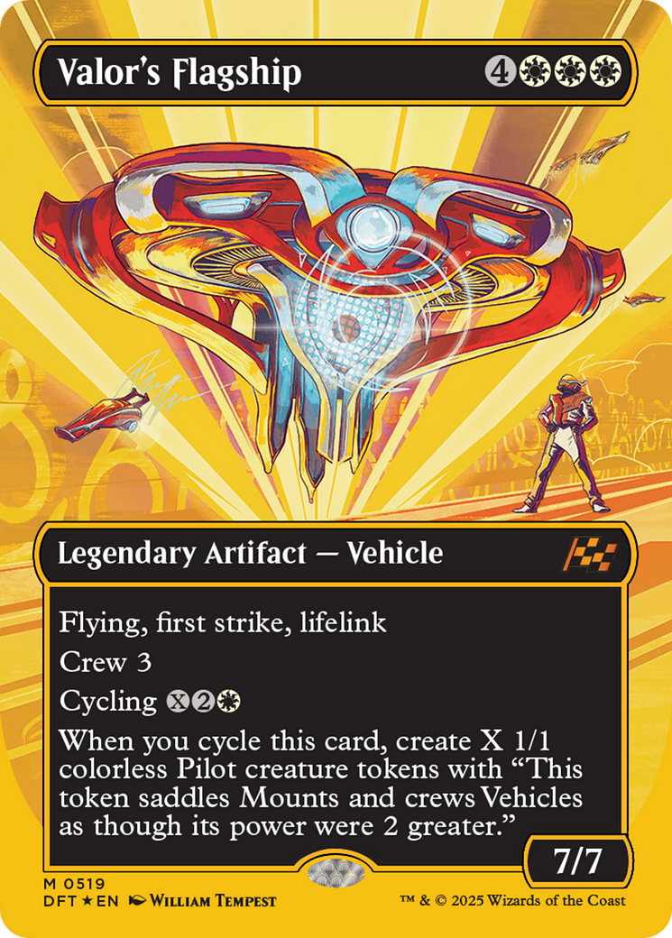 {@@DFT-R} Valor's Flagship (Borderless) (First-Place Foil) [Aetherdrift][DFT 519]