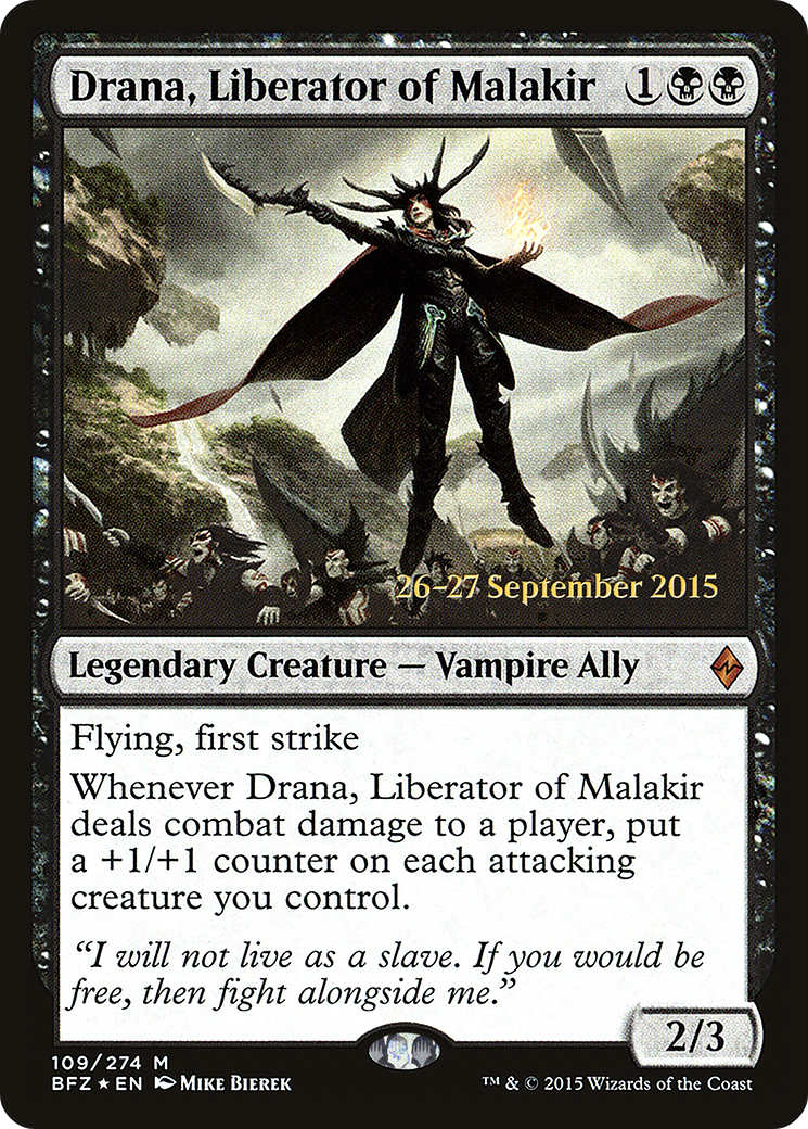 {R} Drana, Liberator of Malakir [Battle for Zendikar Prerelease Promos][PR BFZ 109]