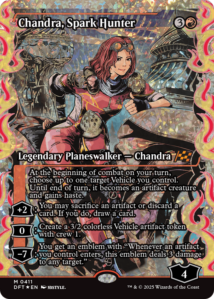 {@R} Chandra, Spark Hunter (Showcase Fracture Foil) (Japanese) [Aetherdrift][JP DFT 411]