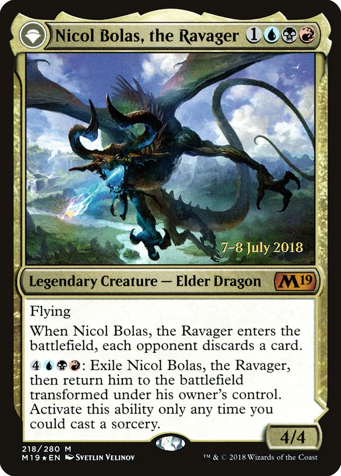 {R} Nicol Bolas, the Ravager // Nicol Bolas, the Arisen [Core Set 2019 Prerelease Promos][PR M19 218] - Misty Mountain Games