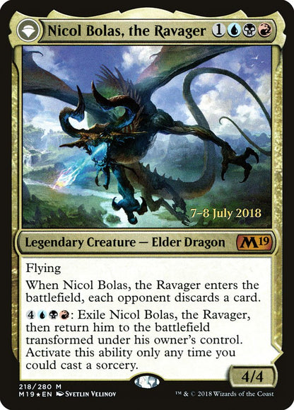 {R} Nicol Bolas, the Ravager // Nicol Bolas, the Arisen [Core Set 2019 Prerelease Promos][PR M19 218] - Misty Mountain Games
