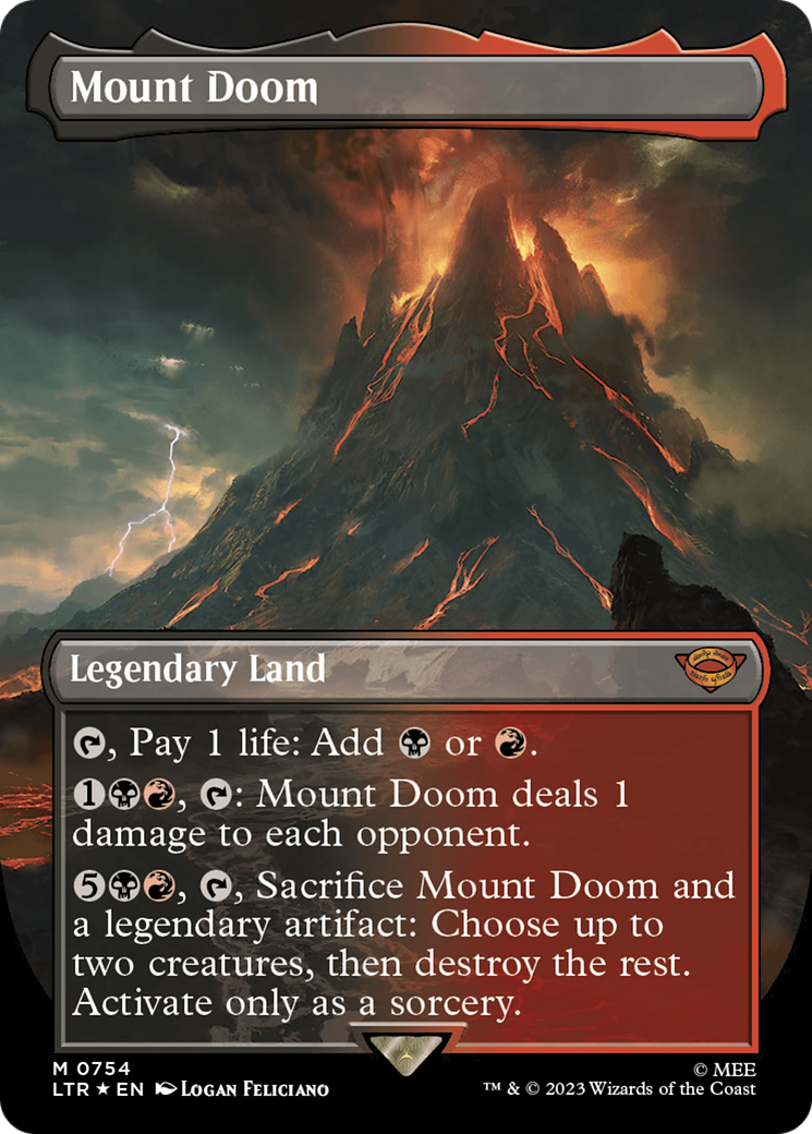 {R} Mount Doom (Borderless) (Surge Foil) [The Lord of the Rings: Tales of Middle-Earth][LTR 754]