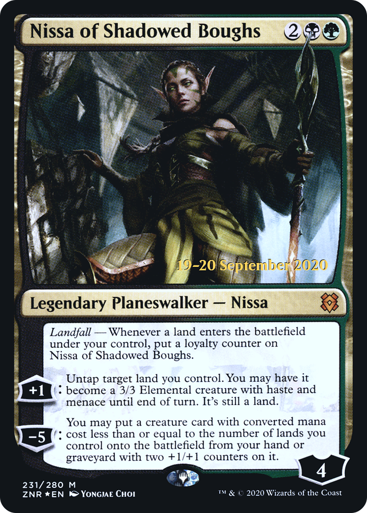 {R} Nissa of Shadowed Boughs [Zendikar Rising Prerelease Promos][PR ZNR 231]