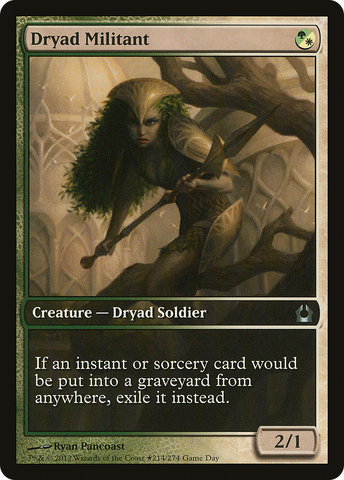 {C} Dryad Militant (Game Day) (Extended Art) [Return to Ravnica Promos][PA RTR 214]