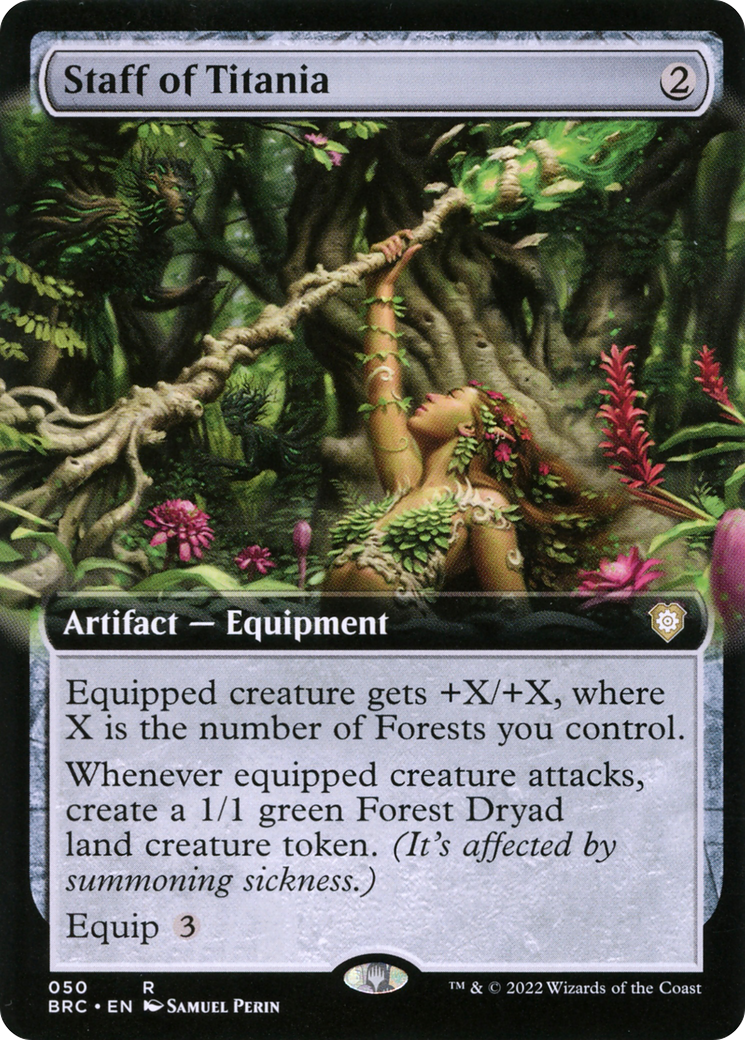 {R} Staff of Titania (Extended Art) [The Brothers' War Commander][BRC 050]