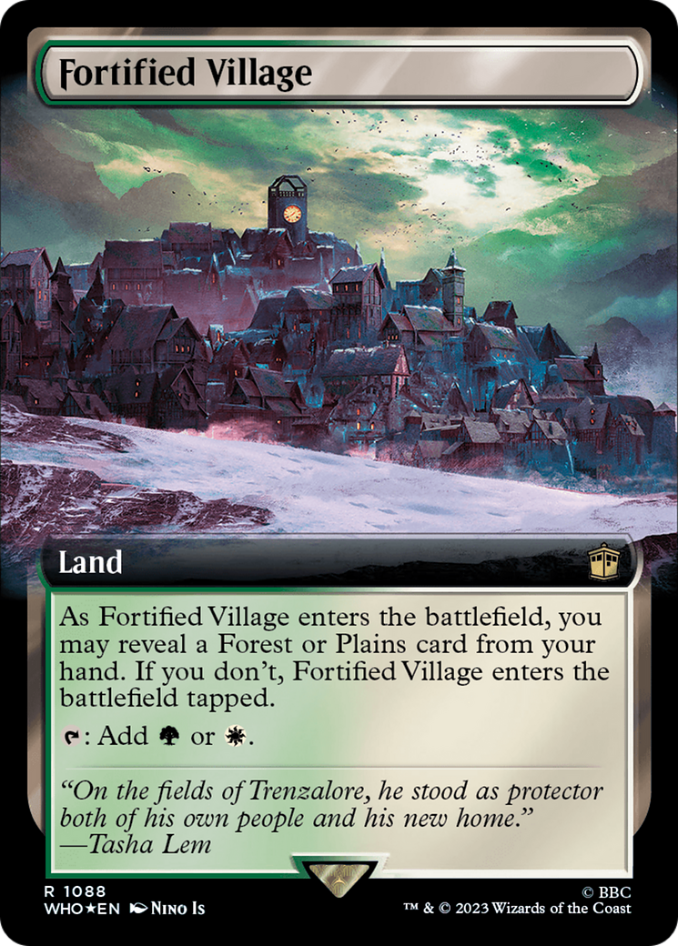 {R} Fortified Village (Extended Art) (Surge Foil) [Doctor Who][WHO 1088]