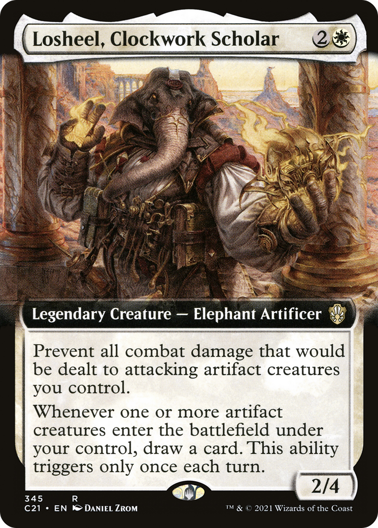 {R} Losheel, Clockwork Scholar (Extended Art) [Commander 2021][C21 345]
