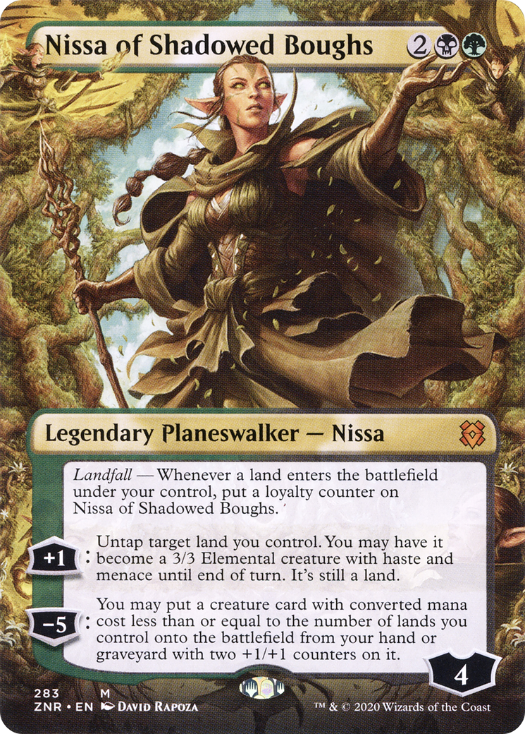 {R} Nissa of Shadowed Boughs (Borderless) [Zendikar Rising][ZNR 283] - Misty Mountain Games