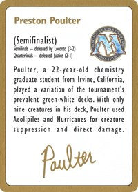 {T} 1996 Preston Poulter Biography Card [World Championship Decks][GB TPTC F]