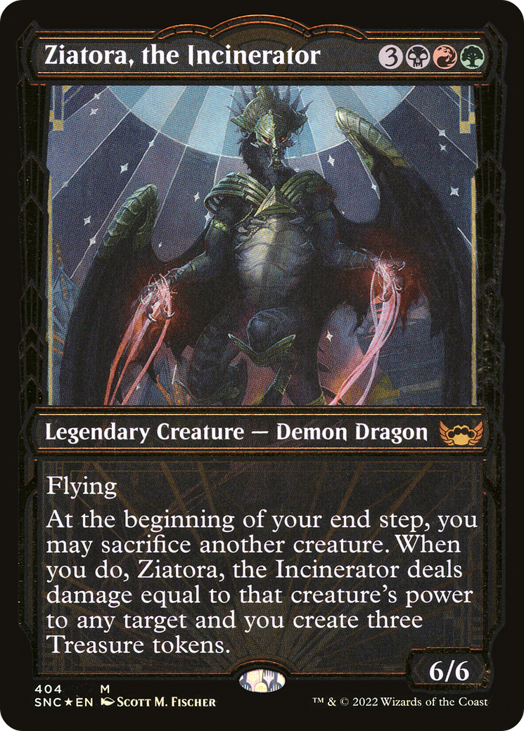 {R} Ziatora, the Incinerator (Showcase Golden Age Gilded Foil) [Streets of New Capenna][SNC 404] - Misty Mountain Games
