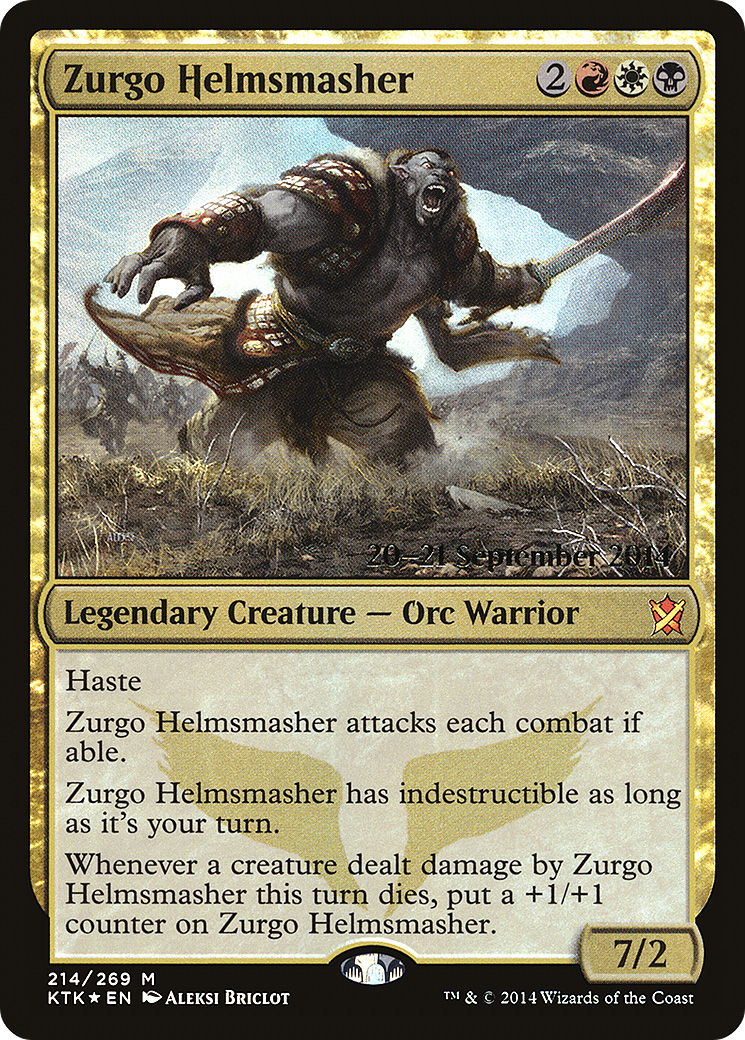 {R} Zurgo Helmsmasher [Khans of Tarkir Prerelease Promos][PR KTK 214]