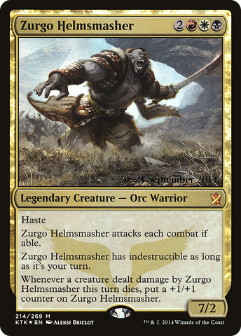 {R} Zurgo Helmsmasher [Khans of Tarkir Prerelease Promos][PR KTK 214]