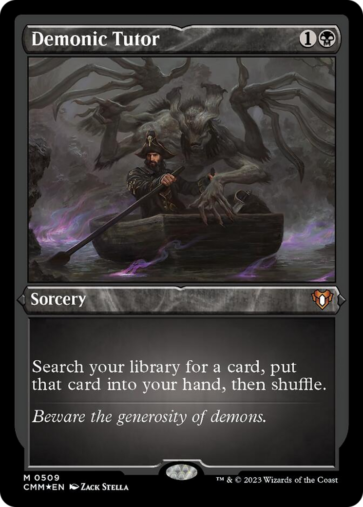 {R} Demonic Tutor (Foil Etched) [Commander Masters][CMM 509]