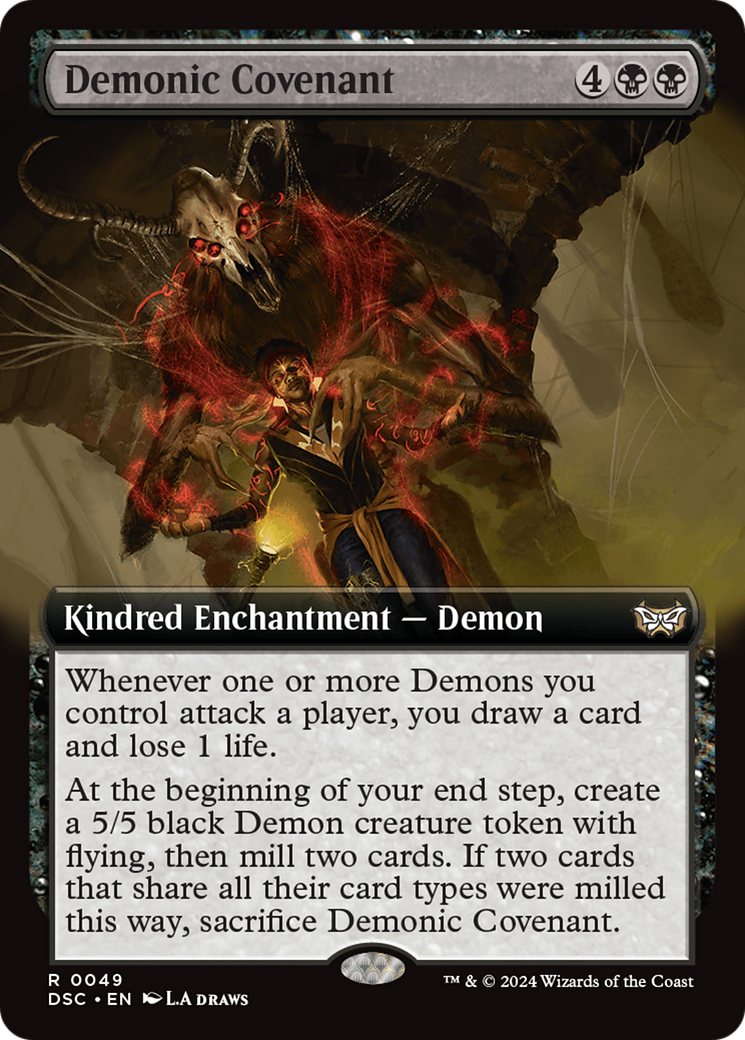 {R} Demonic Covenant (Extended Art) [Duskmourn: House of Horror Commander][DSC 049]