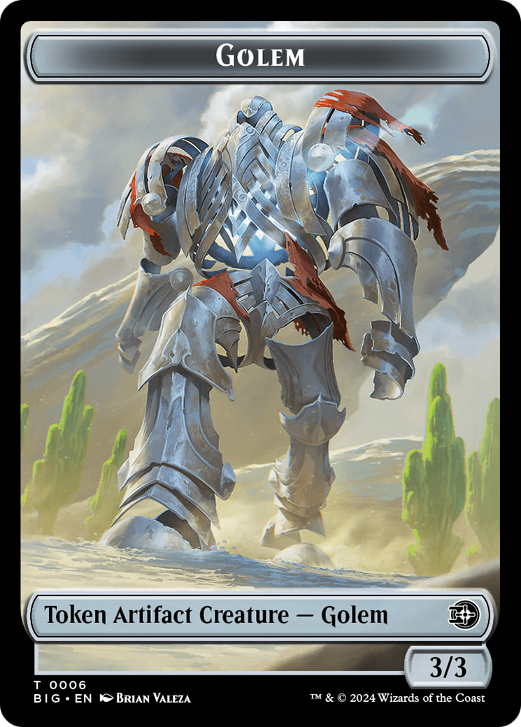 {T} Treasure // Golem Double-Sided Token [Outlaws of Thunder Junction Tokens][TOTJ 18//6]