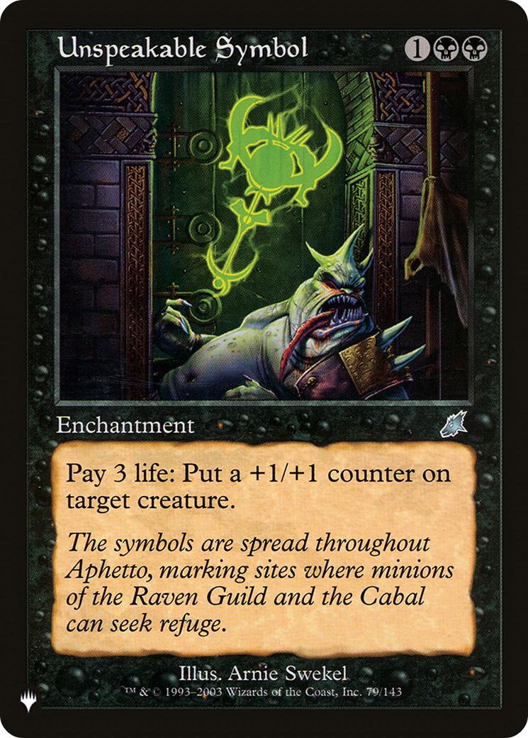 Unspeakable Symbol [LIST 79/143]