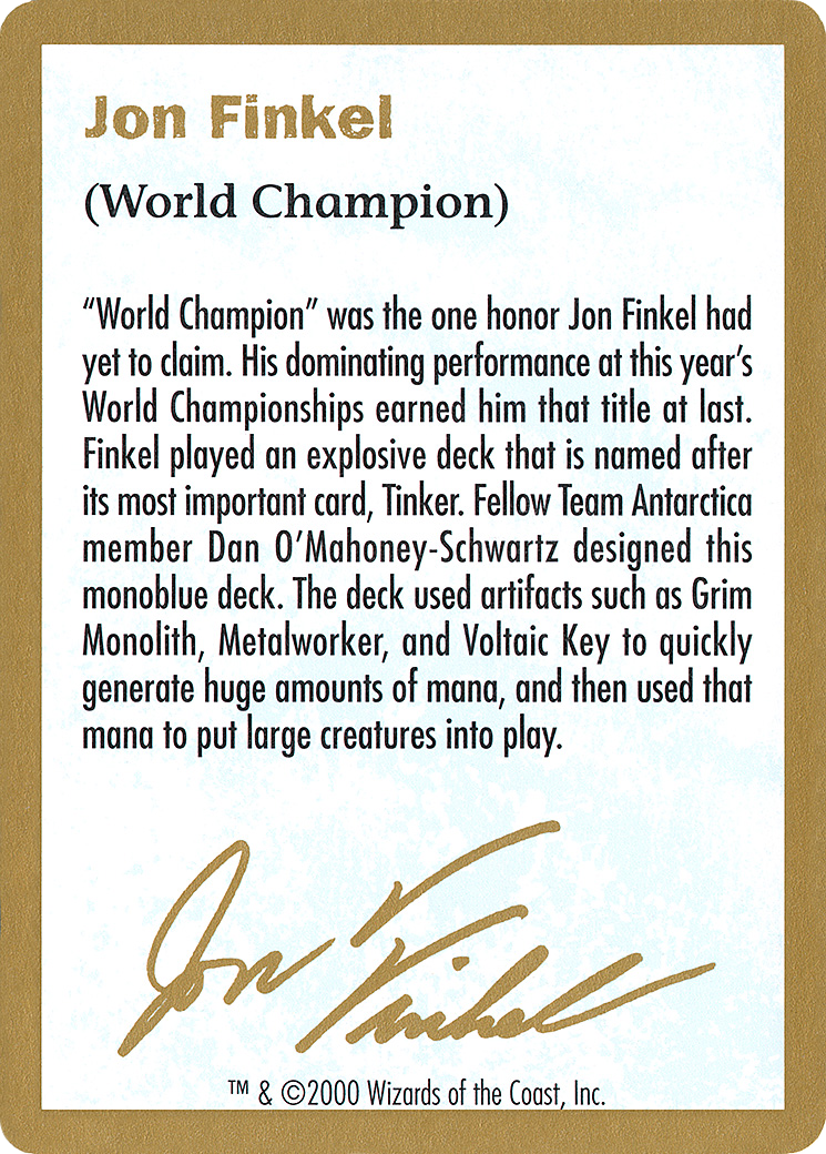 {C} Jon Finkel Bio [World Championship Decks 2000][GB WC00 JF0A]