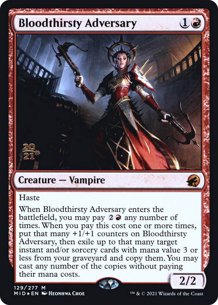 {R} Bloodthirsty Adversary [Innistrad: Midnight Hunt Prerelease Promos][PR MID 129]