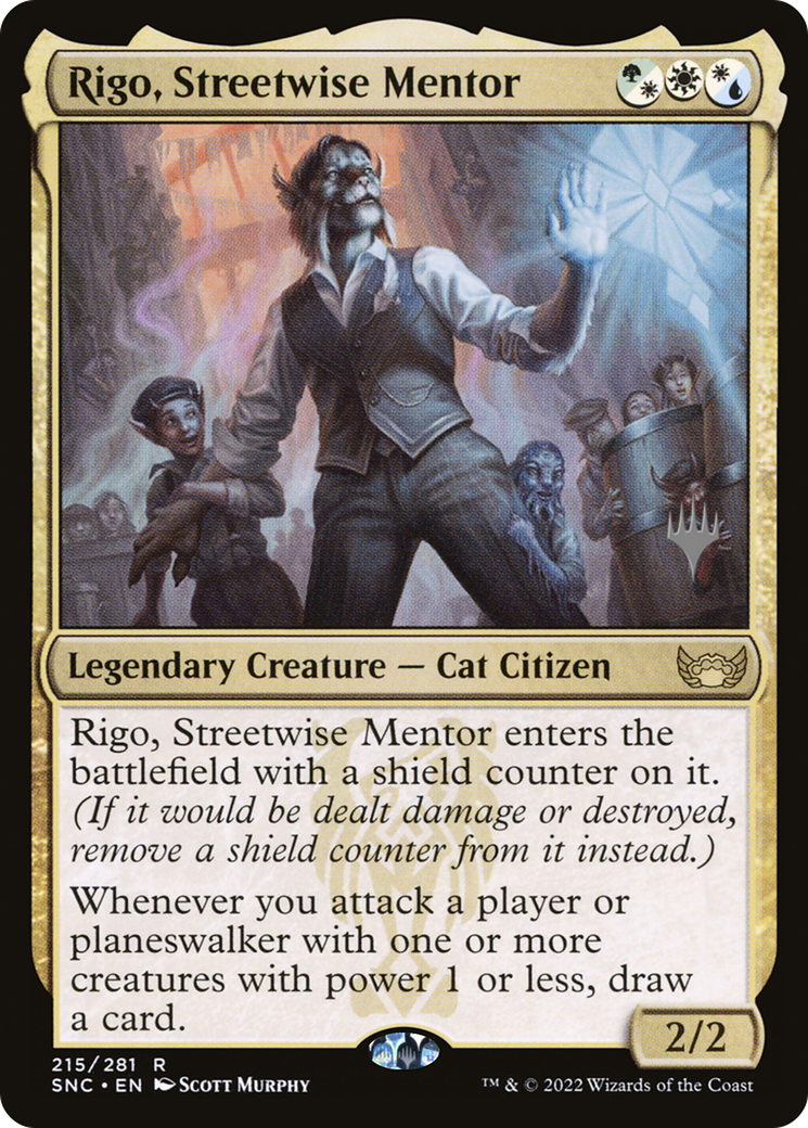 {R} Rigo, Streetwise Mentor (Promo Pack) [Streets of New Capenna Promos][PP SNC 215]