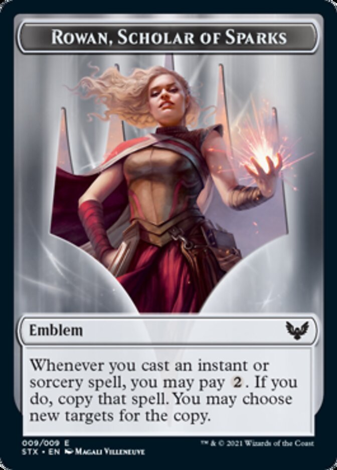 {T} Rowan, Scholar of Sparks Emblem [Strixhaven: School of Mages Tokens][TSTX 009]
