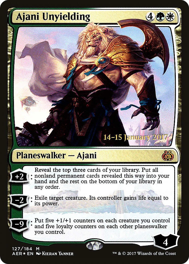 {R} Ajani Unyielding [Aether Revolt Prerelease Promos][PR AER 127]