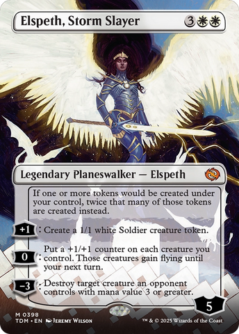 {@R} Elspeth, Storm Slayer (Borderless) [Tarkir: Dragonstorm][TDM 398]