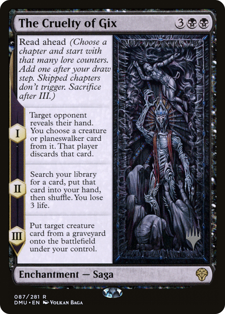 {R} The Cruelty of Gix (Promo Pack) [Dominaria United Promos][PP DMU 087]