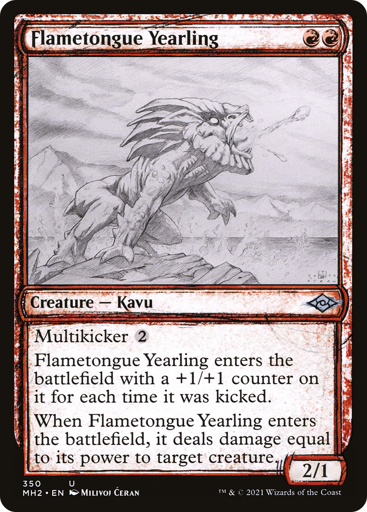 {C} Flametongue Yearling (Showcase) (Foil): (Showcase) [Modern Horizons 2] [MH2 350]