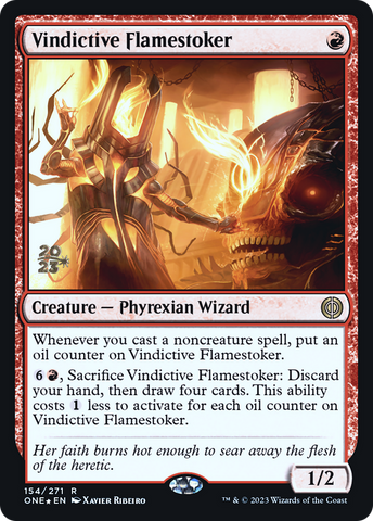 {R} Vindictive Flamestoker [Phyrexia: All Will Be One Prerelease Promos][PR ONE 154]