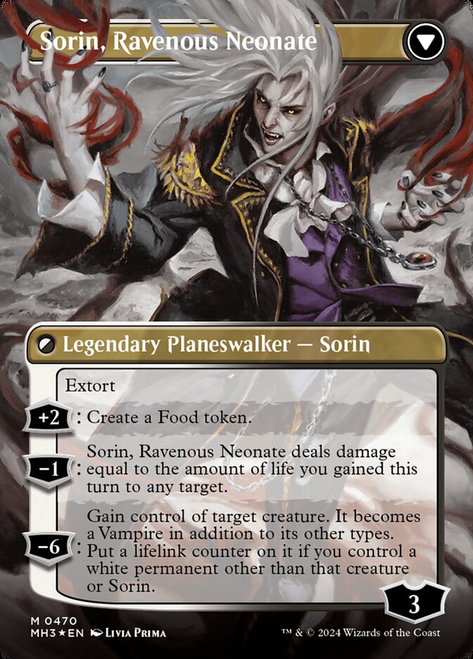 {R} Sorin of House Markov // Sorin, Ravenous Neonate (Borderless) (Textured Foil) [Modern Horizons 3][MH3 470]