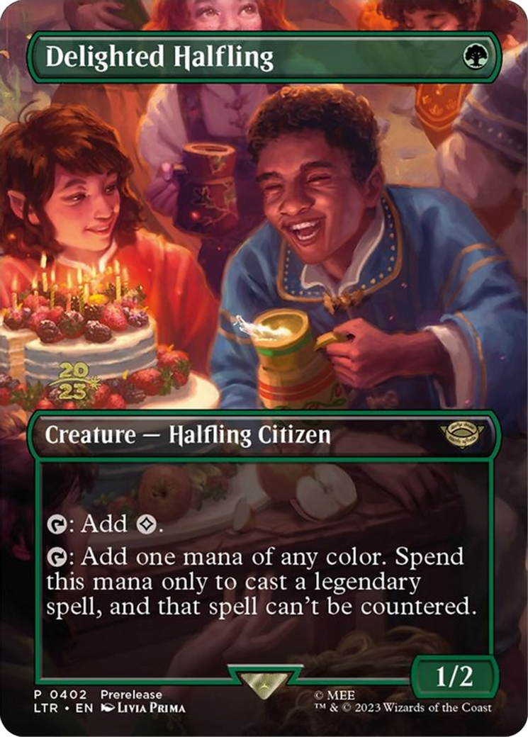 {R} Delighted Halfling (402) [The Lord of the Rings: Tales of Middle-Earth Prerelease Promos][PR LTR 402]