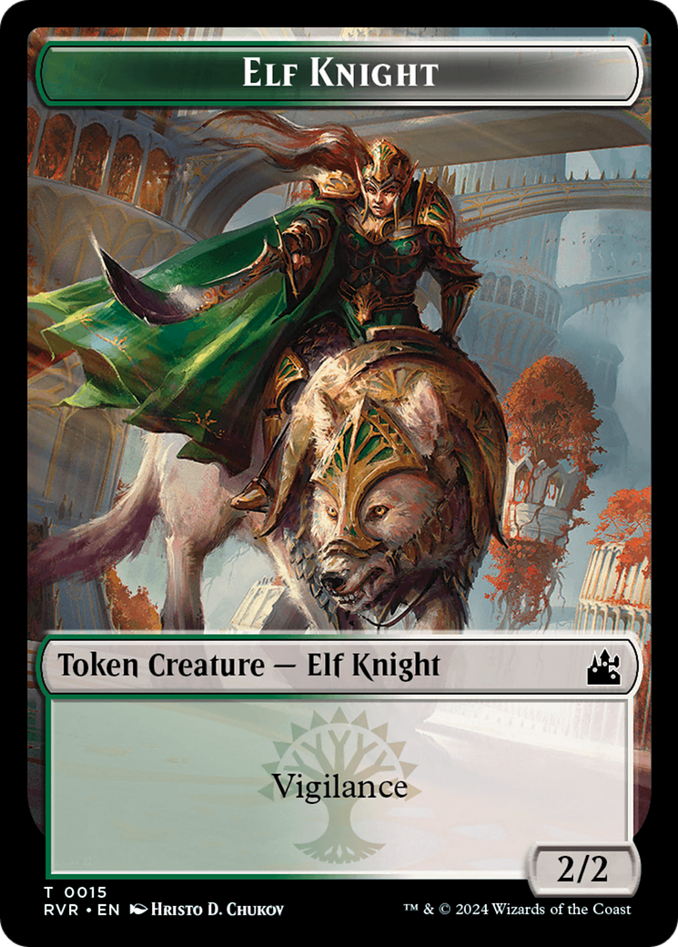 {T} Elf Knight // Soldier Double-Sided Token [Ravnica Remastered Tokens][TRVR 15//16]