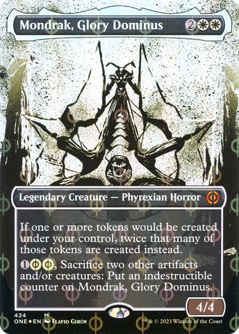 {R} Mondrak, Glory Dominus (Borderless Ichor Step-and-Compleat Foil) [Phyrexia: All Will Be One][ONE 424]