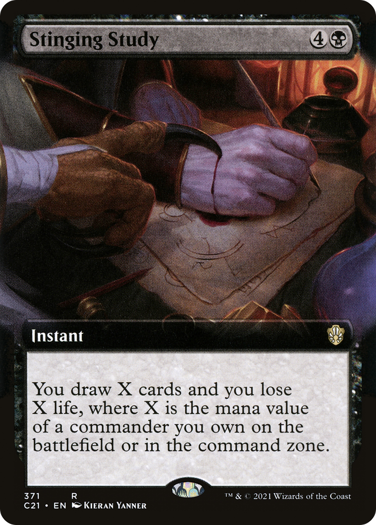 {R} Stinging Study (Extended Art) [Commander 2021][C21 371]