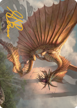 {A} Ancient Gold Dragon Art Card (28) (Gold-Stamped Signature) [Commander Legends: Battle for Baldur's Gate Art Series][GS ACLB 028]