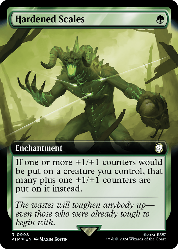 {R} Hardened Scales (Extended Art) (Surge Foil) [Fallout][PIP 998]