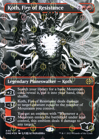 {R} Koth, Fire of Resistance (Borderless Manga Step-and-Compleat Foil) [Phyrexia: All Will Be One][ONE 446]